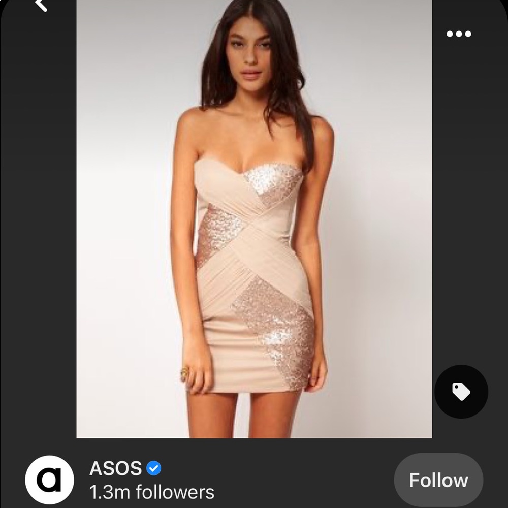 Gray/silver strapless dress
